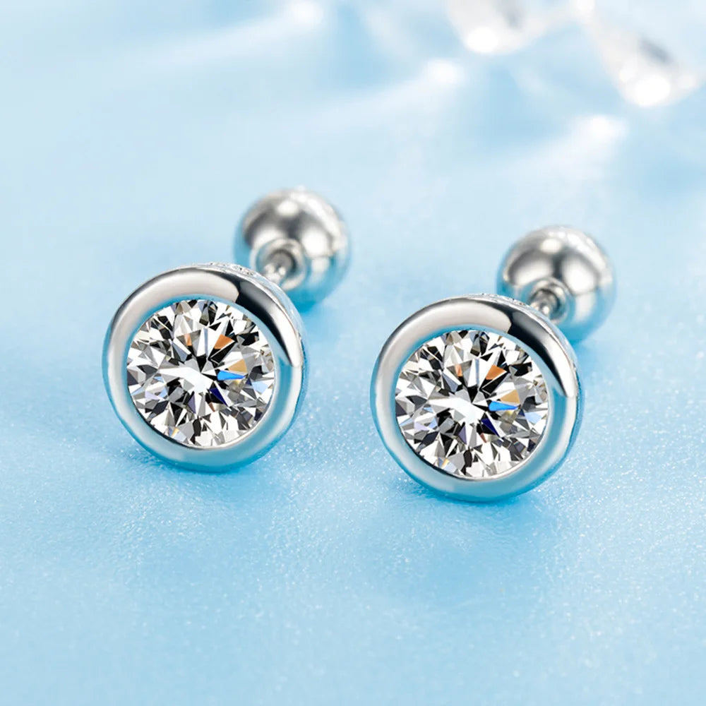 Brincos de prata esterlina 925 de luxo com cristal redondo, pedra de zircônia branca!
