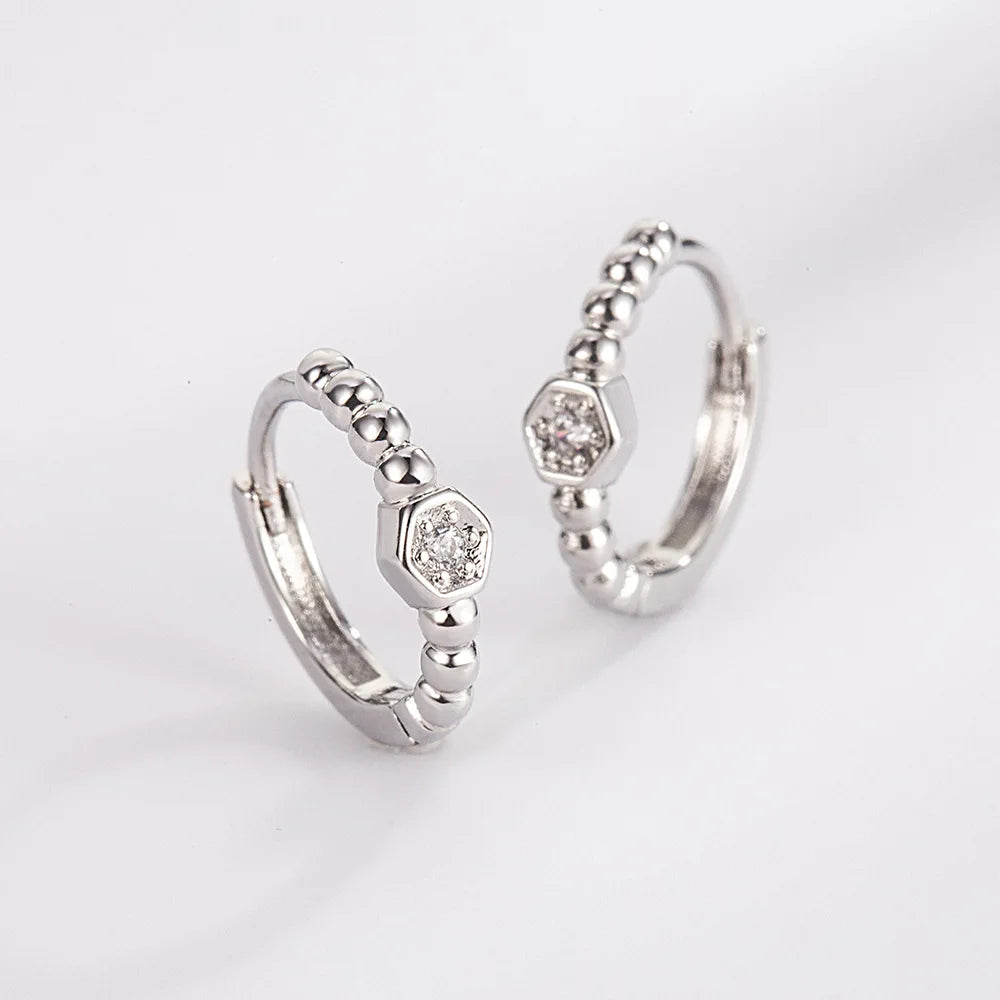 Brincos de prata esterlina 925 de luxo com cristal redondo, pedra de zircônia branca!