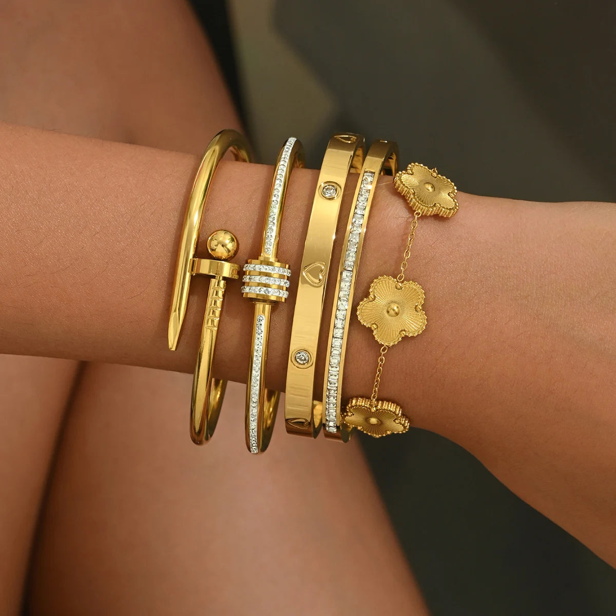 Pulseiras última moda no verão europeu, trevo de quatro folhas, aço inoxidável, fashion
