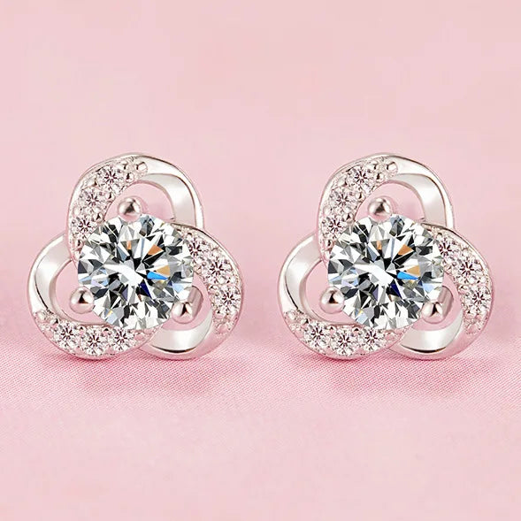 Brincos de prata esterlina 925 de luxo com cristal redondo, pedra de zircônia branca!