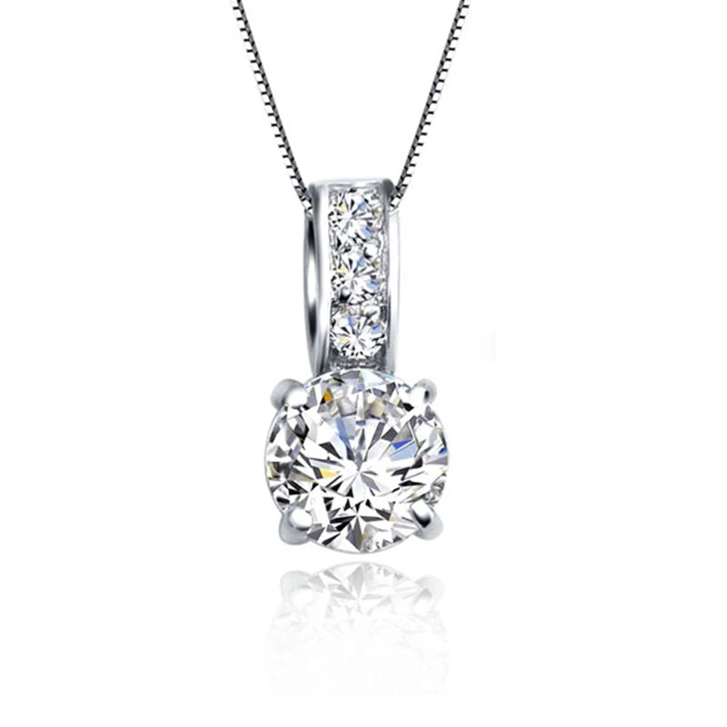 Conjunto de jóias de noiva clássica, cristal, pingente! 925 prata esterlina.