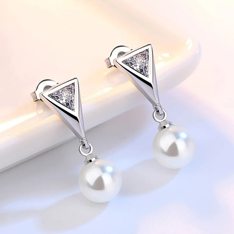 Brincos de prata esterlina 925 de luxo com cristal redondo, pedra de zircônia branca!