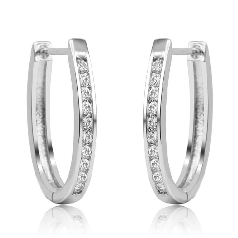 Brincos de prata esterlina 925 de luxo com cristal redondo, pedra de zircônia branca!