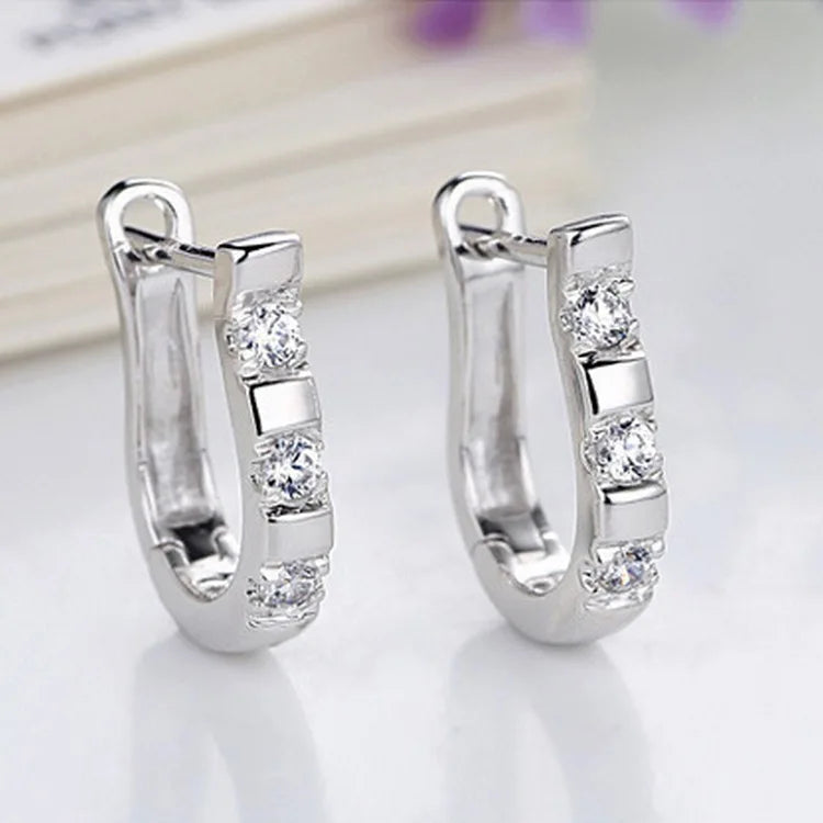 Brincos de prata esterlina 925 de luxo com cristal redondo, pedra de zircônia branca!