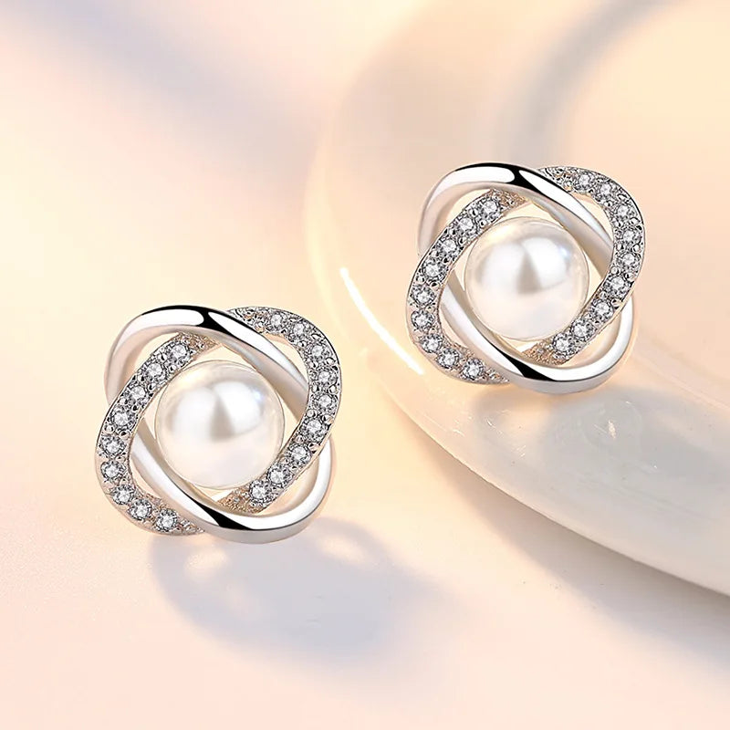 Brincos de prata esterlina 925 de luxo com cristal redondo, pedra de zircônia branca!