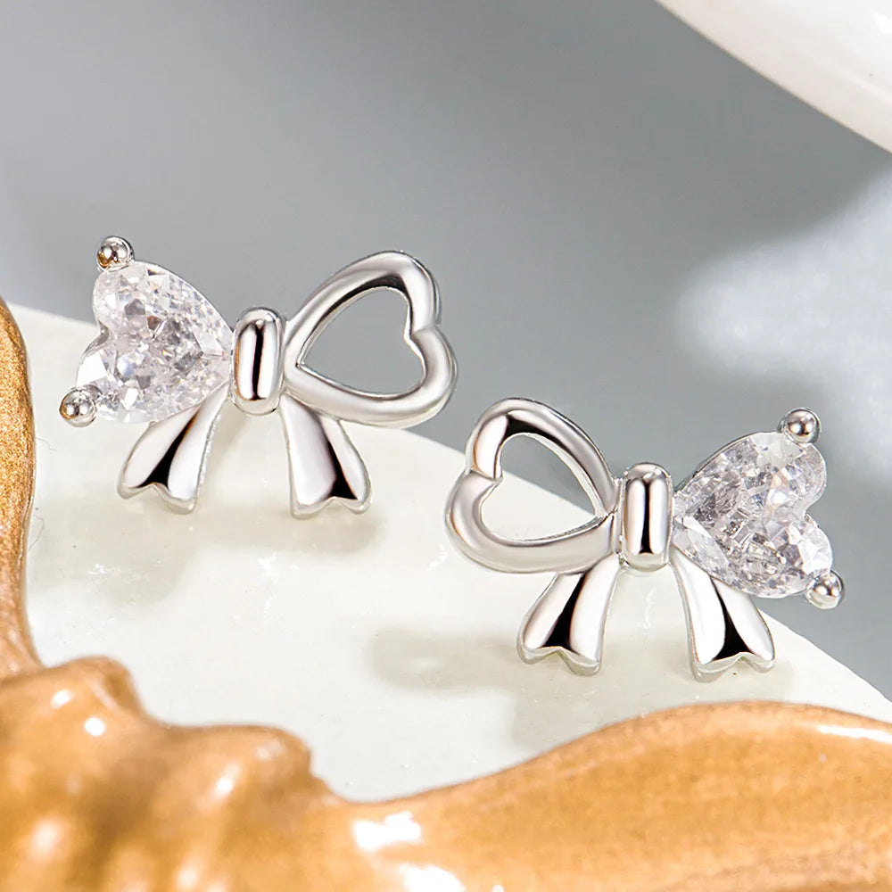 Brincos de prata esterlina 925 de luxo com cristal redondo, pedra de zircônia branca!