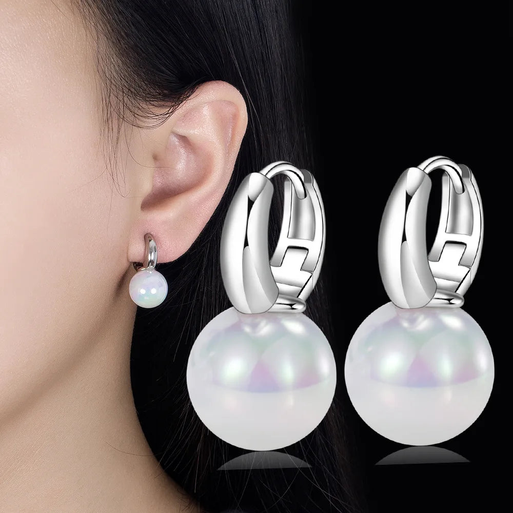 Brincos de prata esterlina 925 de luxo com cristal redondo, pedra de zircônia branca!