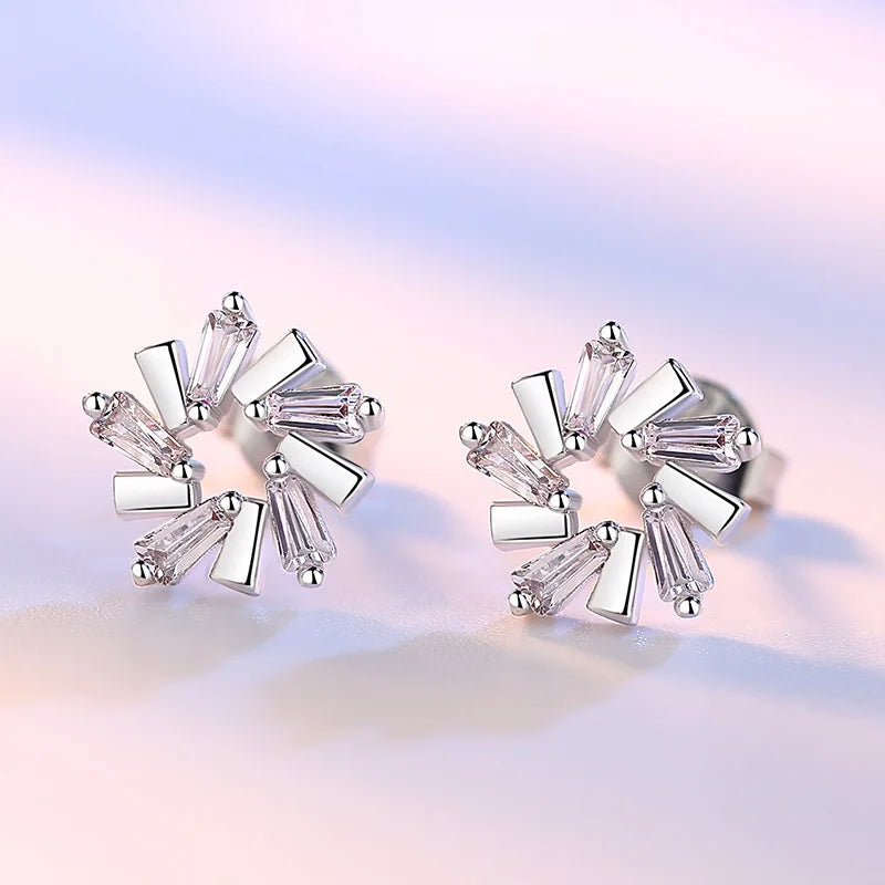 Brincos de prata esterlina 925 de luxo com cristal redondo, pedra de zircônia branca!