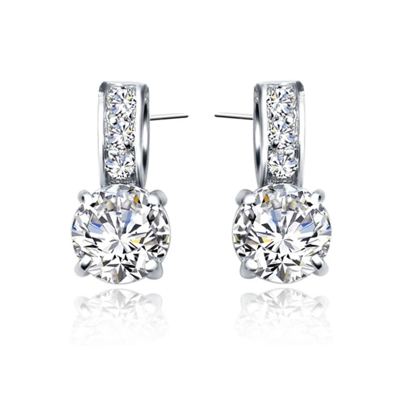 Conjunto de jóias de noiva clássica, cristal, pingente! 925 prata esterlina.