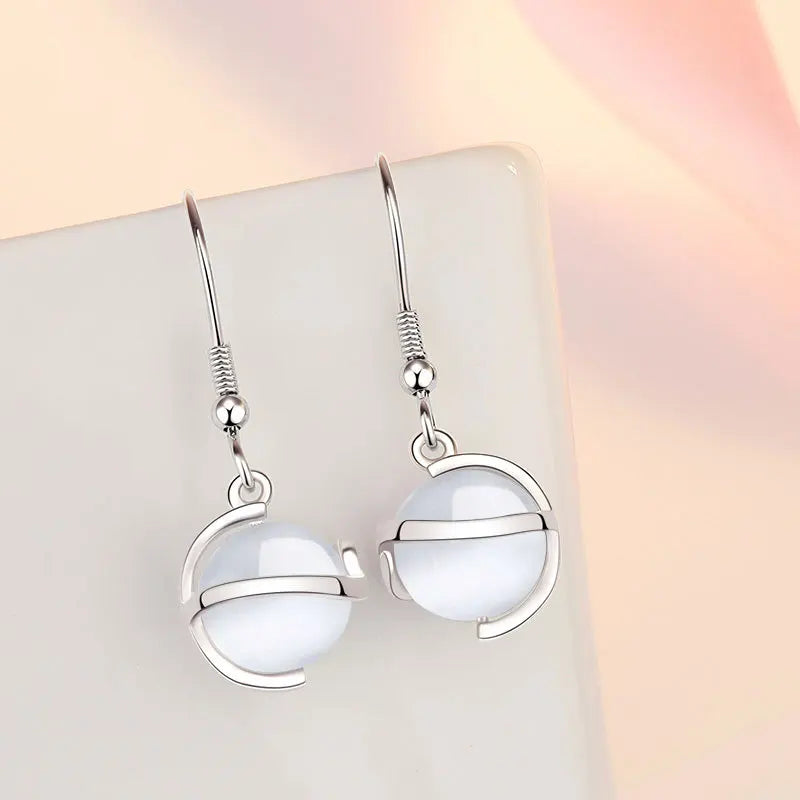 Brincos de prata esterlina 925 de luxo com cristal redondo, pedra de zircônia branca!